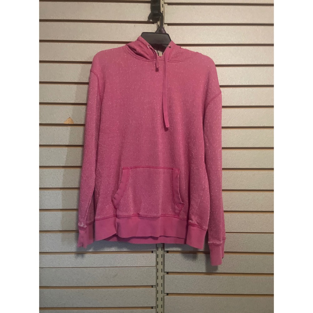 J. America Pink Glitter Metallic Pullover Hoodie Womens Large Sparkly Shimmer‎